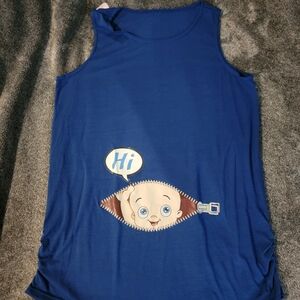 Blue Sleeveless Top with Cute Graphic